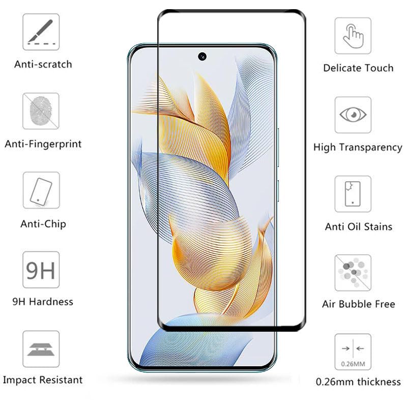 Image of Casodon Designed for Vivo V29 Pro 5G Tempered Glass Screen Protector Guard (Black) Full Screen Coverage with Easy Installation Kit