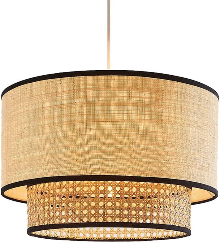 Lampe suspendue en bambou tisse pour adoucir la lumiere agressive