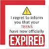 Stuff4 Funny 20th Birthday Cards for Men Women - Your Teens Have Expired - Happy Birthday Card for Him Her Friend Cousin Work Colleague, 5.7 x 5.7 Inch Banter Joke Humour Bday Greeting Cards Gift