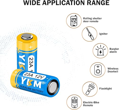Miniatura 6 de YKM 23A 12 Volt Battery A23 23A Battery for Fireplace Remote Control Garage Door Opener Car Remote Ceiling Fan Remote Doorbell 5 Pack