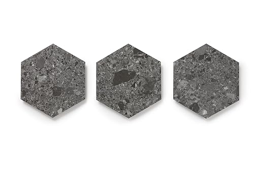 Lucida Surfaces Azulejos de vinilo de lujo Piso adhesivo con pegamento 25 azulejos hexagonales con aspecto de mármol y madera MosaiCore 12.25