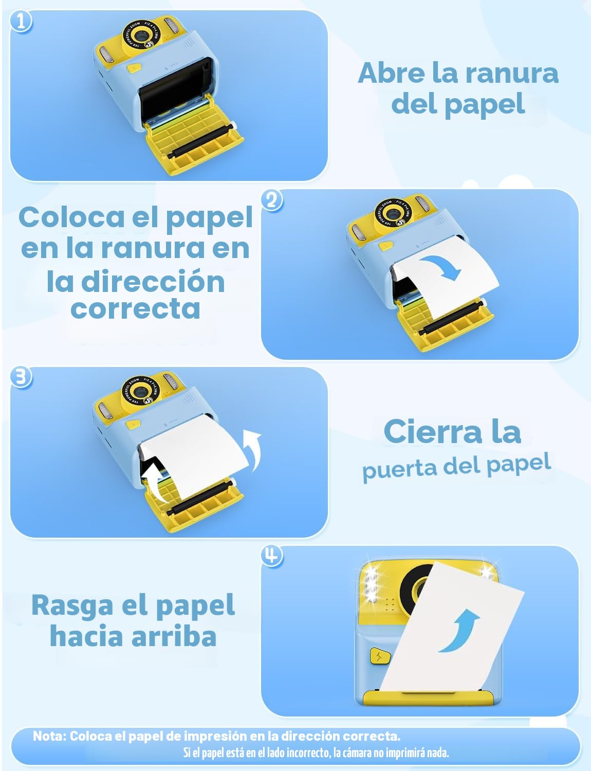 PHNIXGAM Cámara instantánea para niños con 2 Flash, cámara Digital, cámara Infantil, cámara de Fotos HD de 2,4 Pulgadas, Regalo para niños y niñas, Incluye 5 Rollos de Papel de impresión