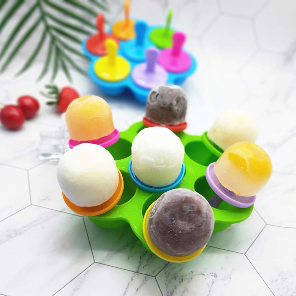Moldes para polos， Molde de silicona for helados de 7 celdas for hacer paletas BAB