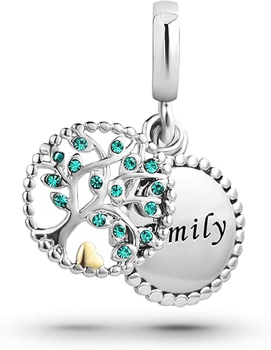 TGLS Dijes de árbol de la vida familiar para abuela, mamá, hija, hermana, esposa, familia, cuentas de corazón dorado compatibles con pulseras Pandora