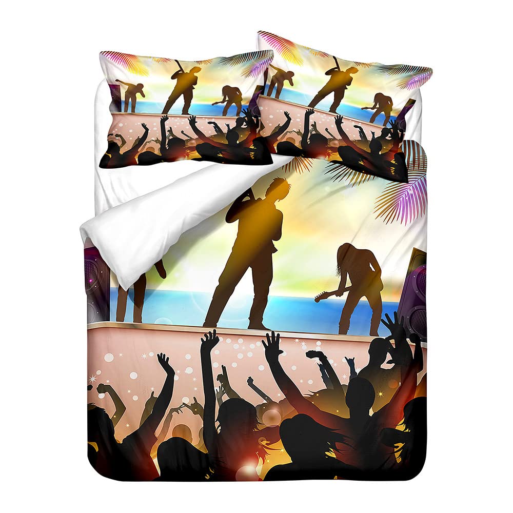 Housse de couette rock music 135x200 cm Stillshine avec 2 taies d'oreiller
