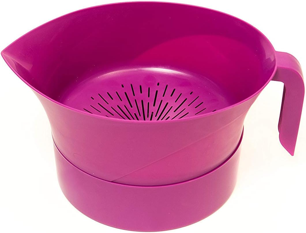 Easy Greasy Plastic Strainer with Handle 3 Pc Colander Set