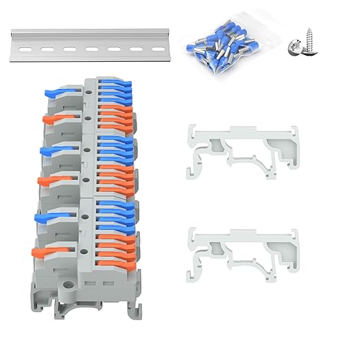 Miniatura 22 de 8 piezas de bloques de terminales TBD, 600V 10A 0.5-1.5mm², bloques de terminales de tornillo montados en riel DIN desmontables y ensamblables