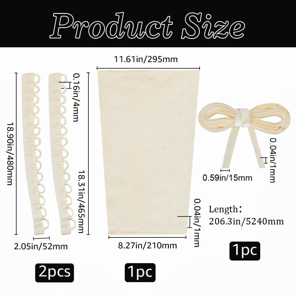 GORGECRAFT 4 kit de Corset pour Robe de Mariée Grand Tissu Satiné Extension de Panneau à Lacets Fermeture Éclair de Remplacement Ruban Réglable Attaches au Dos Corsets pour Bricolage champagne