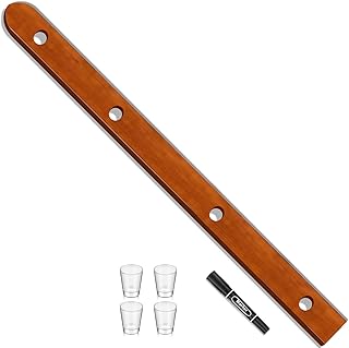 Suzile Wooden Shot Board Ski 4 Person Retro Rustic Shot Board Ski with 4 Glasses and Marker for Weddings Vacations Celebrations and Wedding Gifts(Brown)