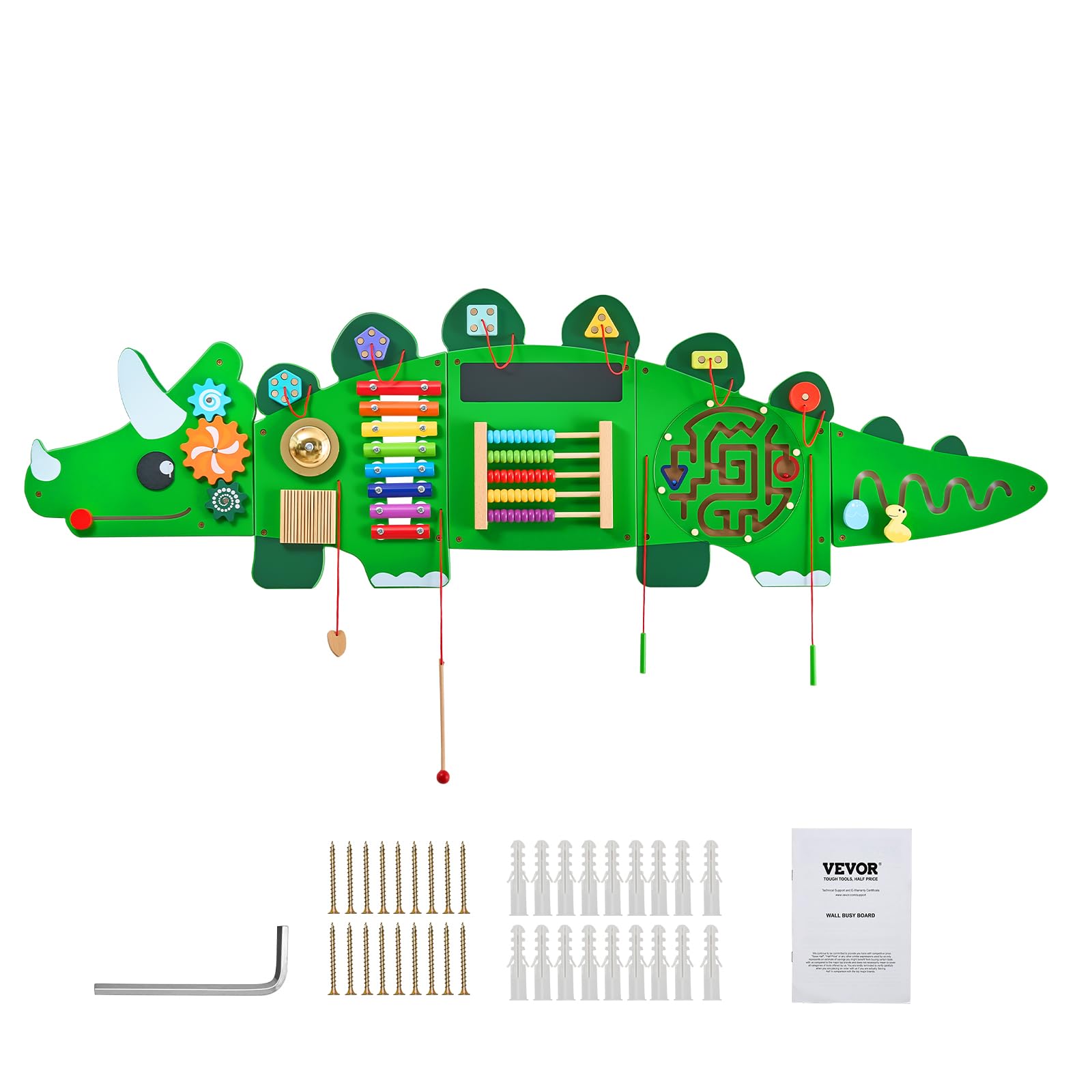 VEVOR Panneaux Muraux d'Activités Dinosaure, 11 Jeux, Jouet Mural Sensoriel Montessori pour Enfants 3-12 ans, Centre d'Activités d'Apprentissage, Salle de Jeux des Tout-petits, Crèche, Salle de Classe