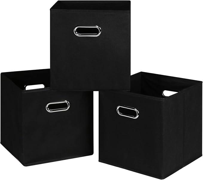DABEACT Black Fabric Cubes Storage Containers ,Foldable