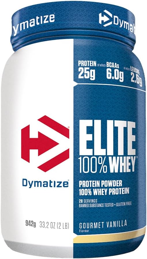Elite 100% Whey Gourmet Vanilla 942g - High Protein Low Sugar Powder + Whey Protein and BCAAs
