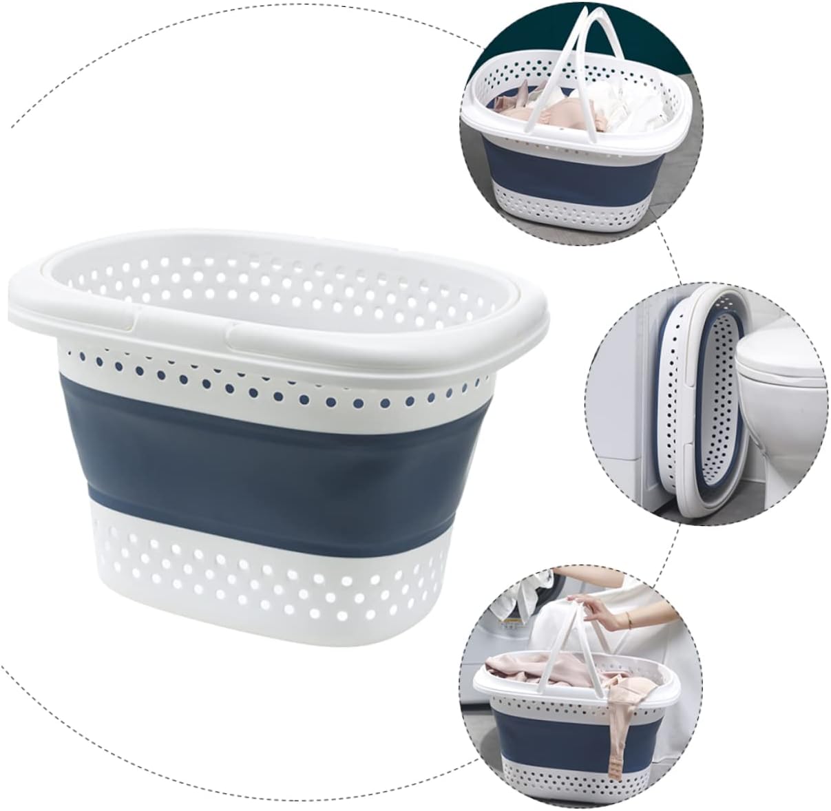 PRETYZOOM Foldable Lightweight Laundry Basket with Handles Storage Hamper for Dorm Bathroom Apartment Space Saving Collapsible Clothes Basket for Dirty Laundry and Household Items Material