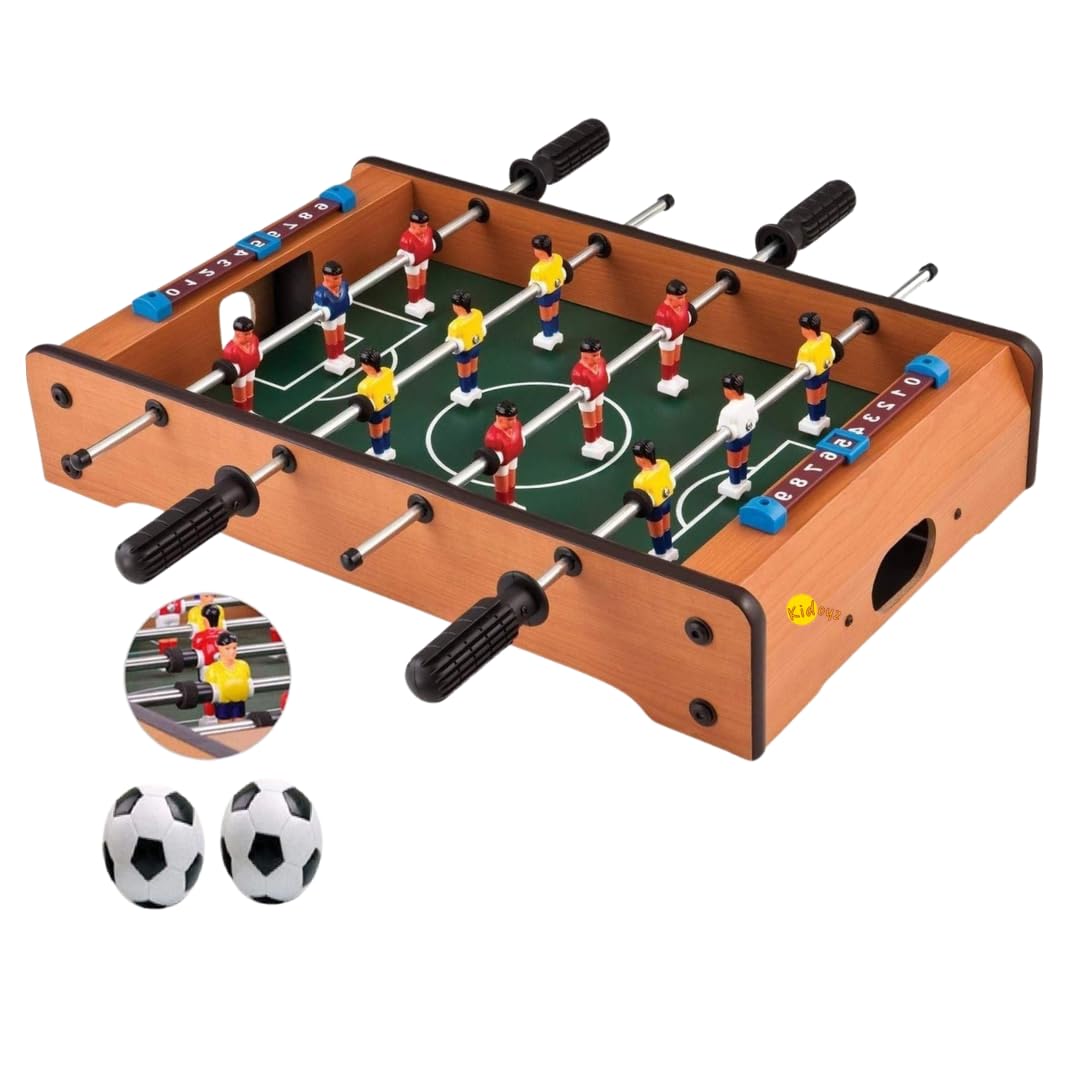 Kidoyz Foosball Table Football Game (Medium) | Indoor Table Soccer for Kids & Adults with 2 Rods, 2 Players, 2 Balls & Score Tracker | 55x47x15 cm Wooden Mini Football Table | 2 Player Family Game
