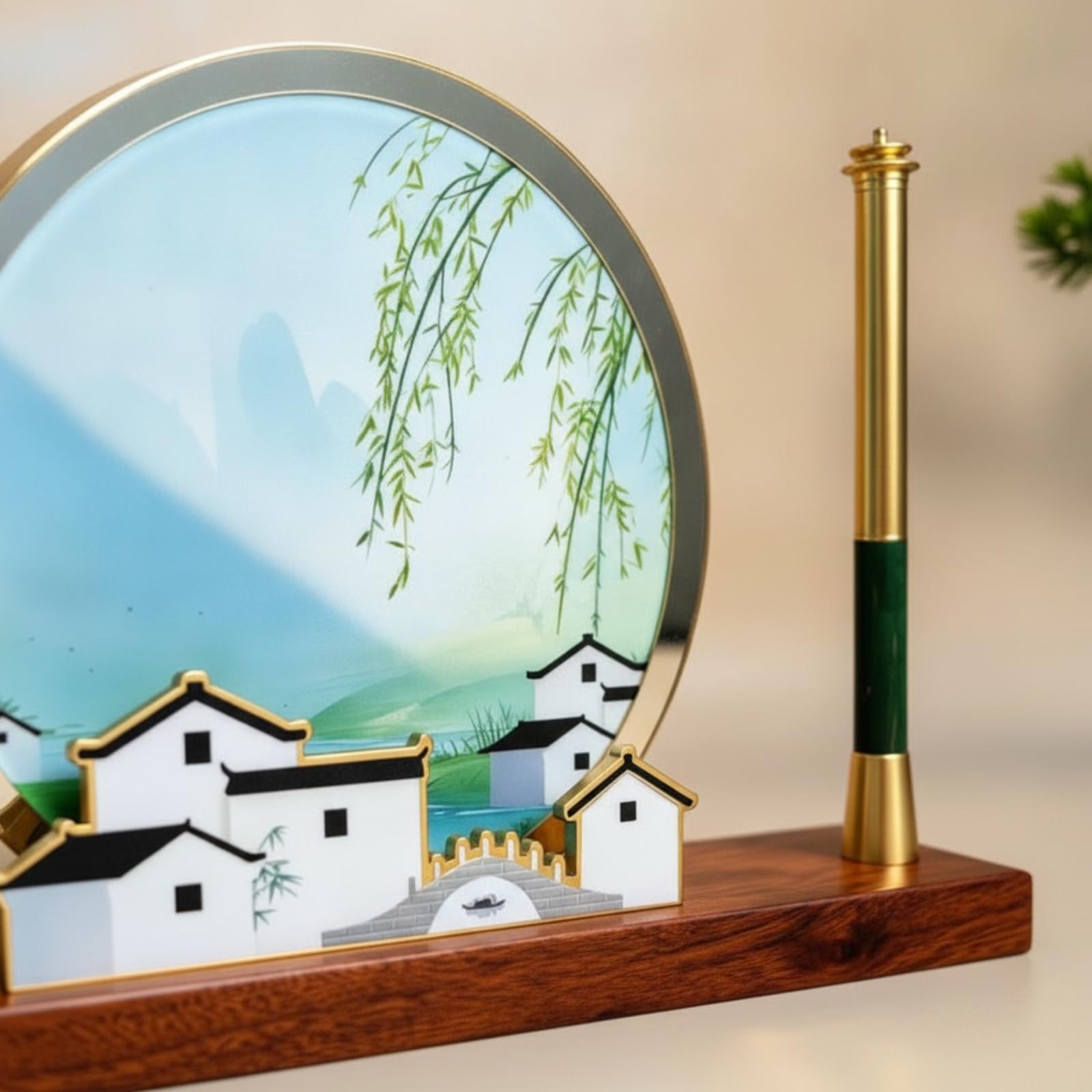MotiveTech Portapenne da Scrivania bile Portapenne con Base in Legno Resistente Decorazione per Professionisti