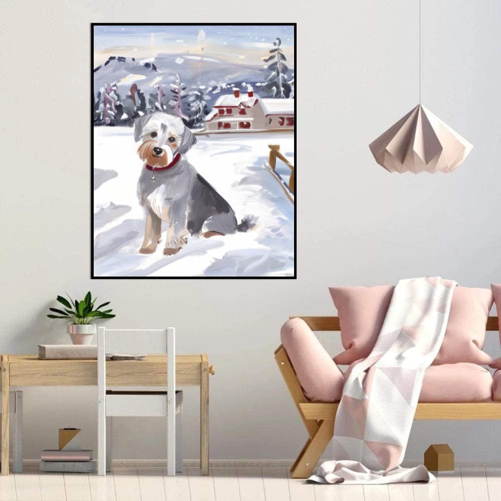 DIY Paint by Numbers Schnoodle Dog on Canvas Painting Kits for Adult, Beginner Oil Painting Kits Gift 20x24inch(50x60cm) Frameless