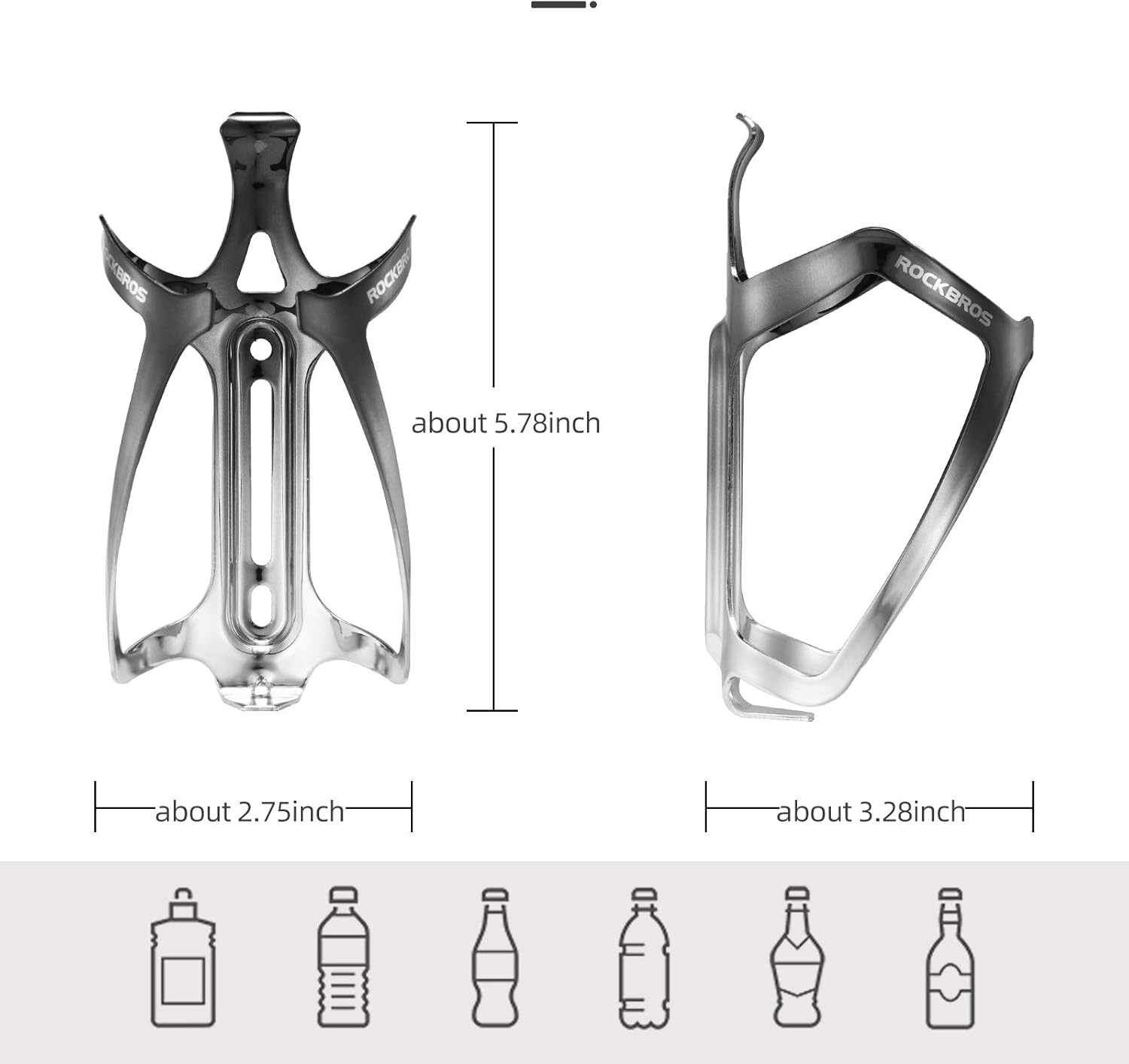 ROCKBROS Bike Water Bottle Holder - Lightweight Aluminum Bike Water Bottle Cage Brackets Adjustable Bicycle Cup Holder for MTB Road Bike : Sports & Outdoors