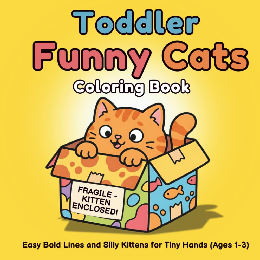 Toddler Funny Cats Coloring Book: Easy Bold Lines and Silly Kittens for Tiny Hands: Chubby Cat Illustrations for Kids Ages 1-3, First Coloring Book with Thick Lines for Early Learning and Fun