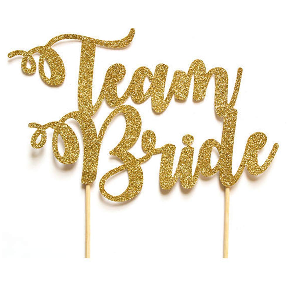 Flairs New York Decorations Banner Cake Toppers Party Props (Pack of 1 Cake Topper, Gold Team Bride)