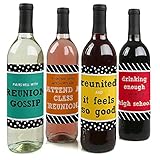 Class Reunion - Decorations for Women and Men - Wine Bottle Label Stickers - Set of 4