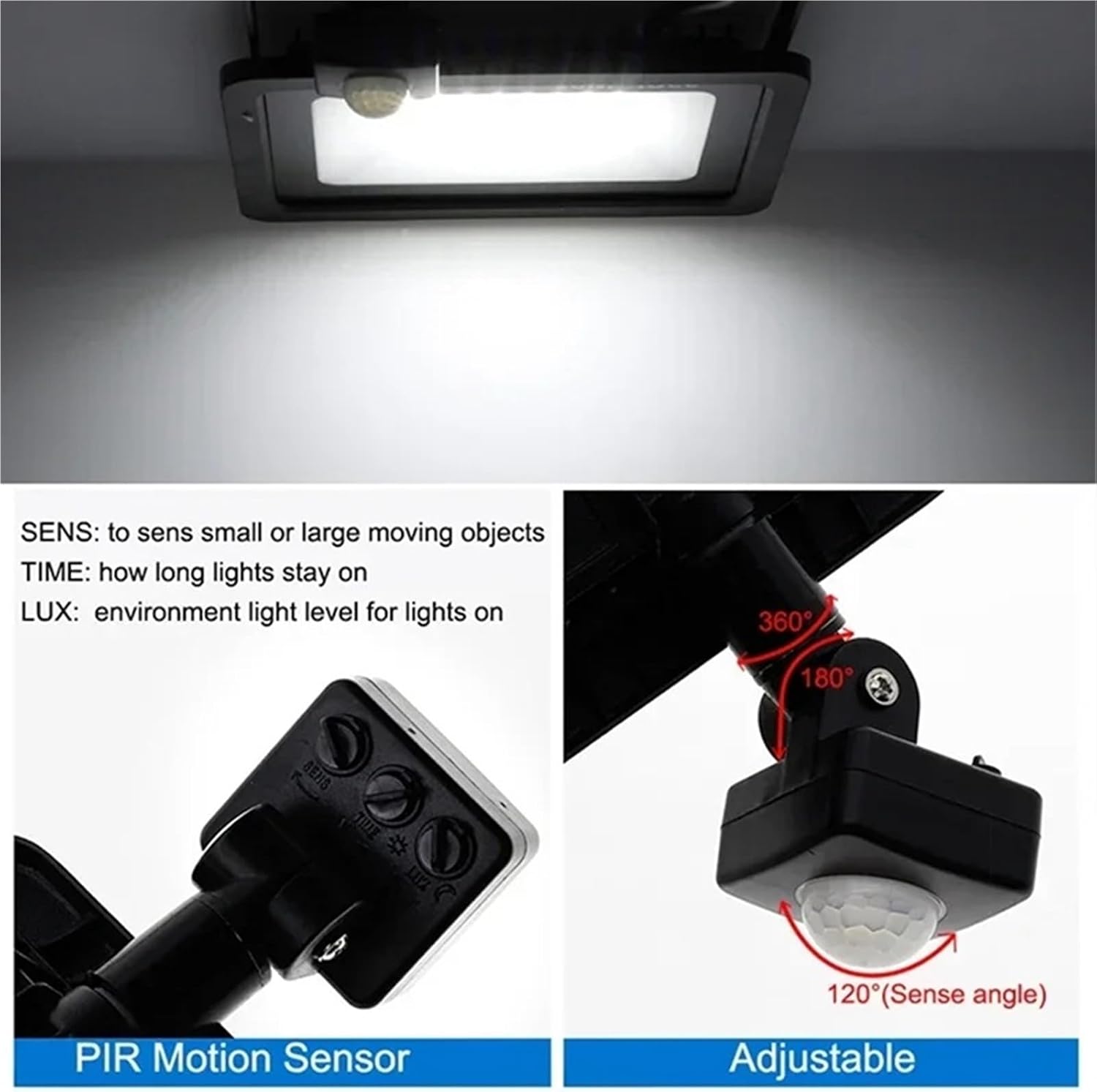 Flood Light, Outdoor Wall Light LED Sensor Floodlight 100W White IP66 Waterproof Spotlight for Garden,for Garage/Yard/Porch
