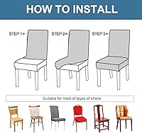 Vista 5 de Genina Fundas impermeables para sillas de comedor, fundas elásticas de jacquard para sillas de comedor, extraíbles y lavables, protector de silla