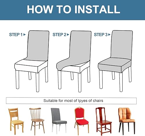 Miniatura 5 de Genina - Fundas impermeables para sillas de comedor, fundas elásticas de Jacquard, extraíbles y lavables, protector de silla para cocina, hotel,