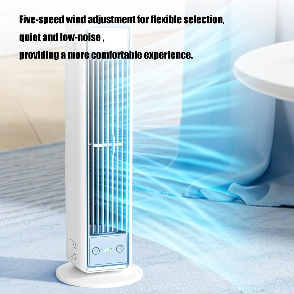 USB Powered Bladeless Tower Fan with 3600mAh Battery for Home Office Use