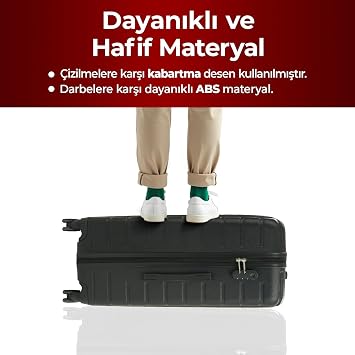COTPOLY Pearl Büyük Boy Bavul, ABS Valiz, ABS Büyük Boy Valiz (Siyah-Large)