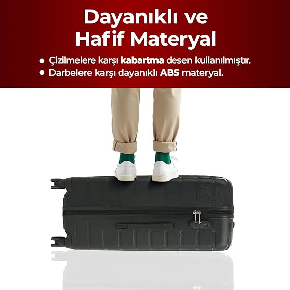 COTPOLY Pearl Büyük Boy Bavul, ABS Valiz, ABS Büyük Boy Valiz (Siyah-Large)