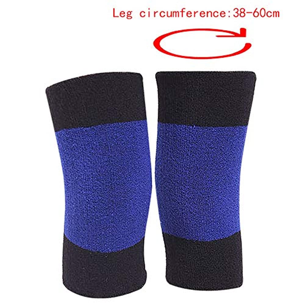 1 paires de genouillères unisexes pour l'hiver - Épais et élastique - Protection de sport pour homme et femme - Pour le cyclisme, la course à pied, la danse (bleu + noir)