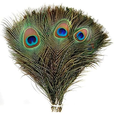 Butterme 100 Pcs Beautiful Natural Peacock Tail Feathers with Eye (10"-12") For Home/Party DIY Decoration Cover
