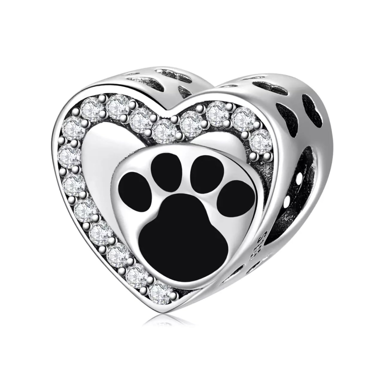 Abalorio de corazón y huella de pata, el regalo ideal de plata 5