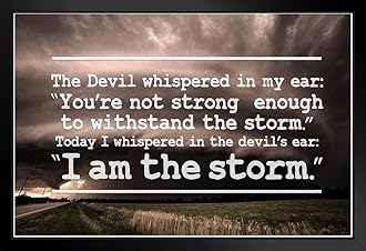 I Am The Storm Quote Motivational Inspirational Perseverance Determination Perseverance Strength Resilience Dedication Hustle Grind Ambition Motivational Black Wood Framed Wall Art 20x14