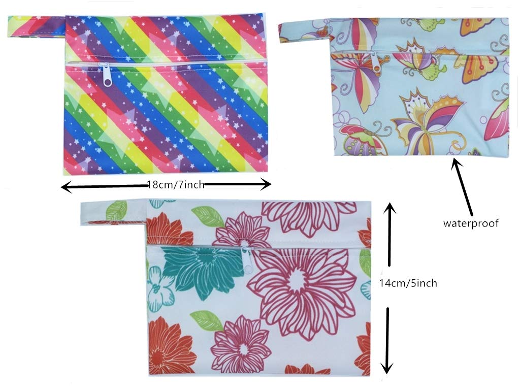 MUMBABY Zestaw 19 sztuk 1 szt. mini mokra torba + 10@25 cm + 15 cm + 10 cm + 10 cm węgiel bambusowy tkanina mama/podkładki menstruacyjne wielokrotnego użytku podkładki sanitarne