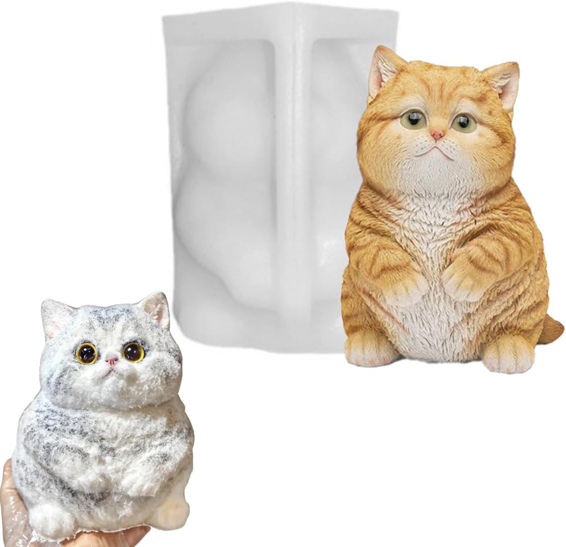 Cat Silicone Molds for Taba Squishy, Animal Taba Squishy Molds, Oversize Resin Casting 3D Fat Cat Resin, Flexible Effortless Liquid Silicone Squishy for Taba Squishy Kit, Stress Relief DIY
