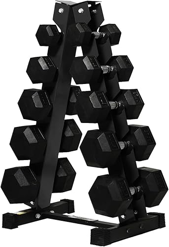 Miniatura 24 de RitFit 5-780LBS Rubber Coated Hex Dumbbell Weight Set with Rack for Home Gym, Strength Training, Workouts