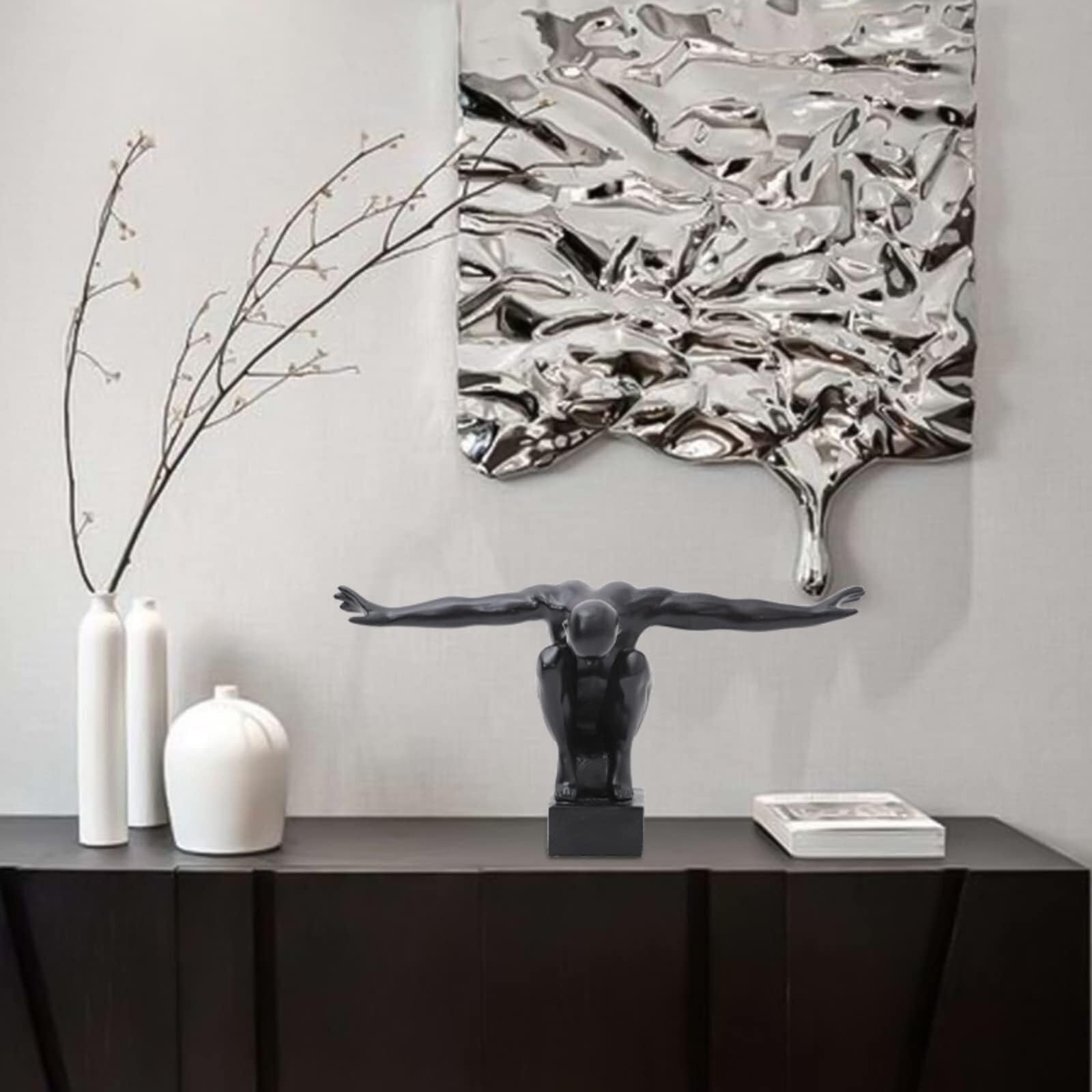 Regalos de inauguración Folleto de Resina Negra, Arte Corporal, estatuilla Mesa, Estatua Jugador Buceo Deportivo, Estudio Oficina Decoración única