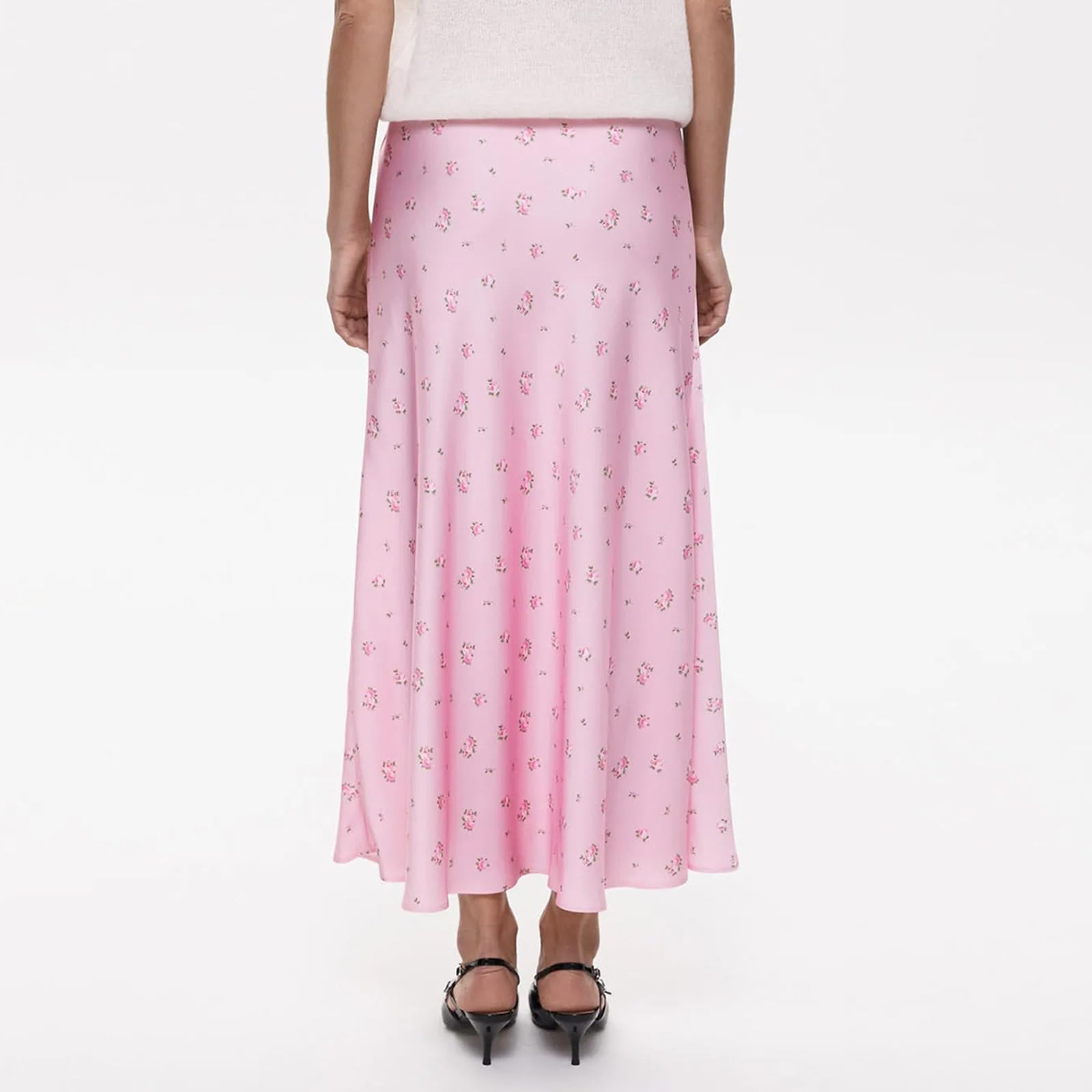 Gonna Lunga Da Donna In Raso Stampa Floreale,Gonne Midi Fluide A Trapezio | Abiti Aderenti Estivi, Gonne A Sirena A Vita Alta, Vacanze Al Mare, Estate, Outfit Concerti Country
