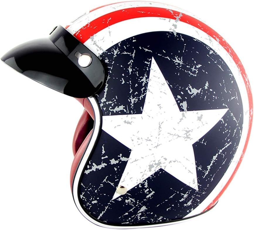 Vintage Harley Open Face Half Helmet, Jet Helmet D.O.T Certified Motorcycle Scooter Helmet Pilot Motorcycle Helmet (S, M, L, XL, XXL),B,XL(60~61Cm) [Energy Class A]