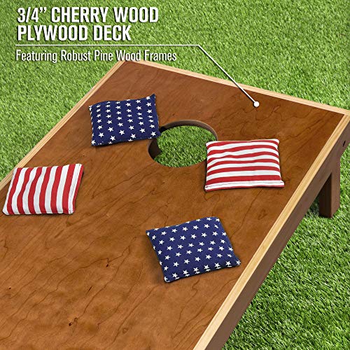 Image of GoSports 4 ft x 2 ft Commercial Grade Cornhole Boards Set - Natural Wood Cornhole Boards, Choose from Different Bean Bag Color Combinations