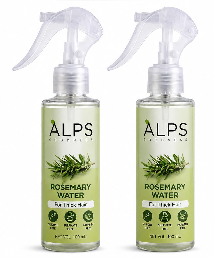 ALPS GOODNESS Rosemary Water Hair Spray Pack of 2 | Clinically Proven (In Vivo Tested) to Reduce Hair Fall & Promote Regrowth | 100% Natural Rosemary Extract | Leave-On Scalp & Spray For Men & Women | 100ml x 2