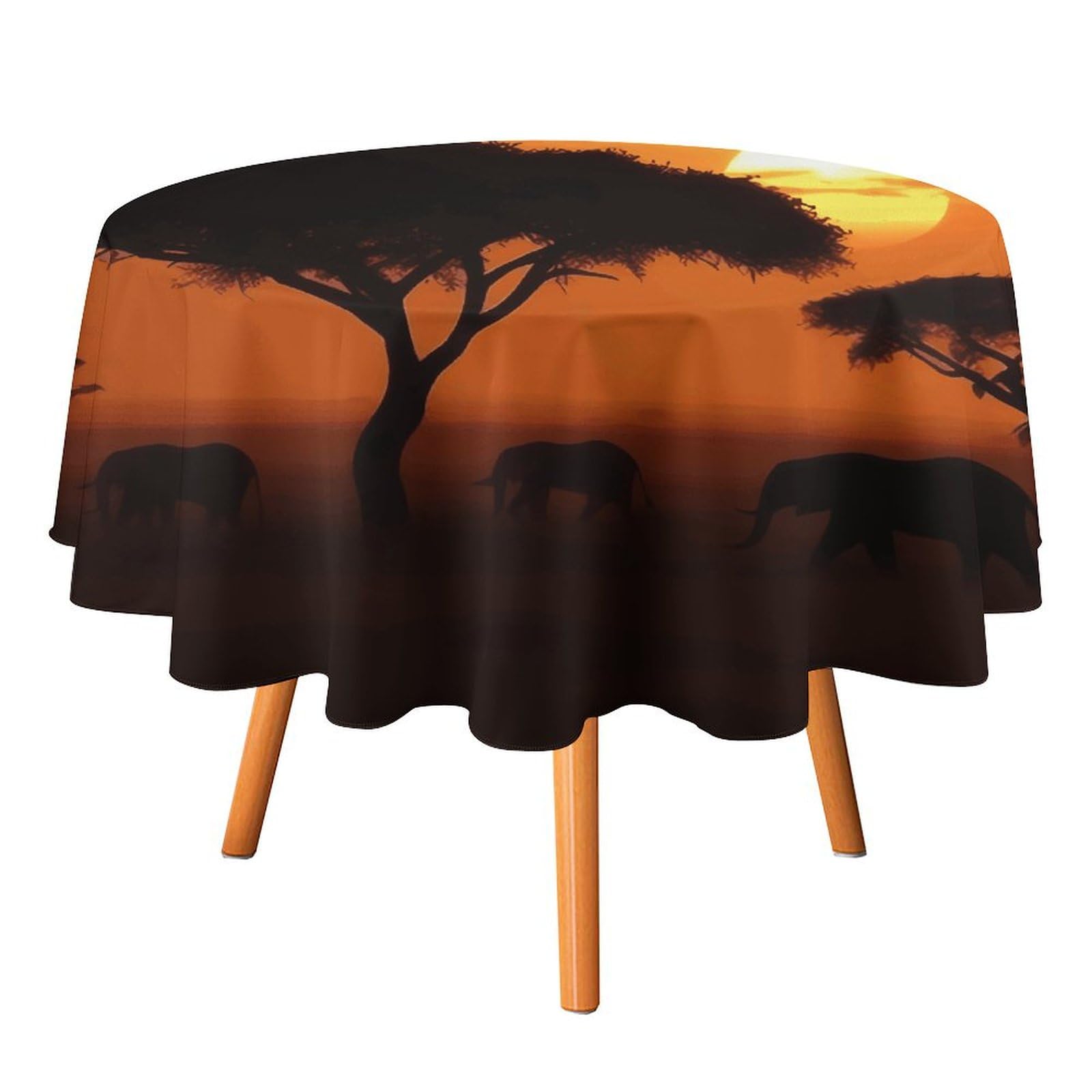 Nappe ronde imprimé savane élégante, textile de qualité pour grand mariage
