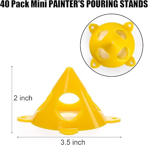 Miniatura 4 de Bekith Paquete de 60 elevadores de lona en cono y puertas de gabinete, mini soportes de pintura de cono, soportes de pirámide para pintores,