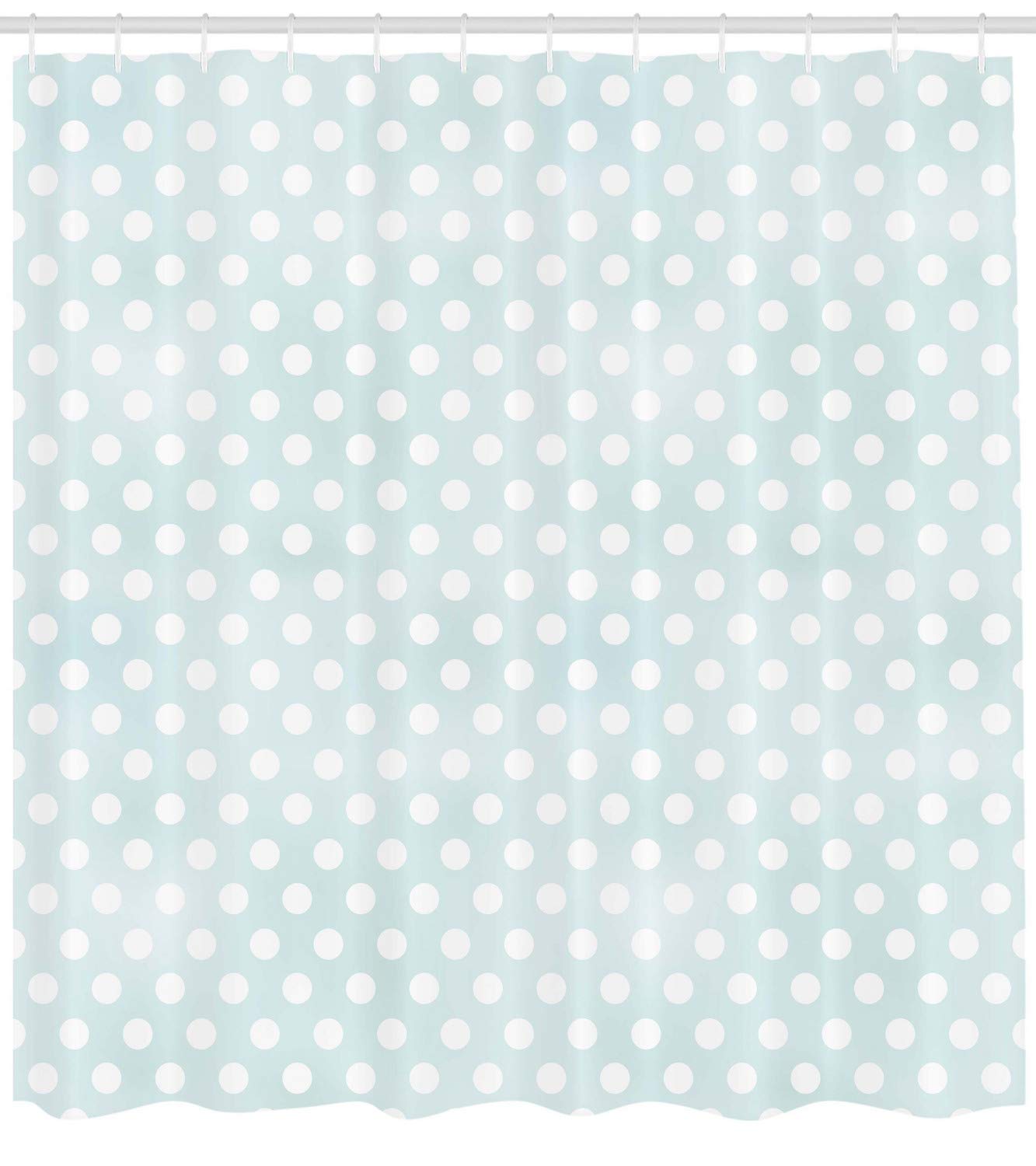 ABAKUHAUS Pale Blue Shower Curtain, Retro Style Polka Dots Soft Spot Baby Colors Faded Kids Fashion Vintage, Cloth Fabric Bathroom Decor Set with Hooks, 78 Inches, Pale Blue White