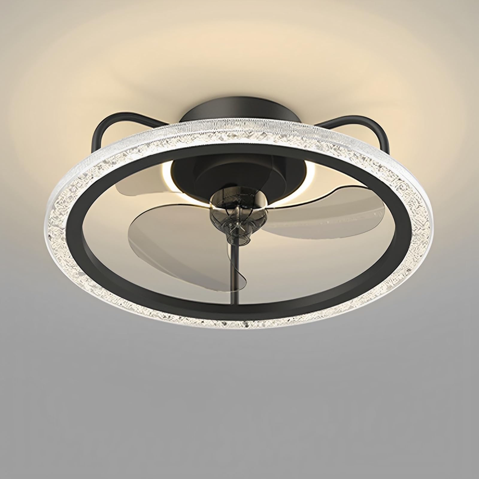 HXYSXHJUO Low Profile Ceiling Fan With Light Remote Dimmable LED 6 Speeds Quiet Flush Mount Fans Lights For Bedroom Kids Room 50cm(19.7in)