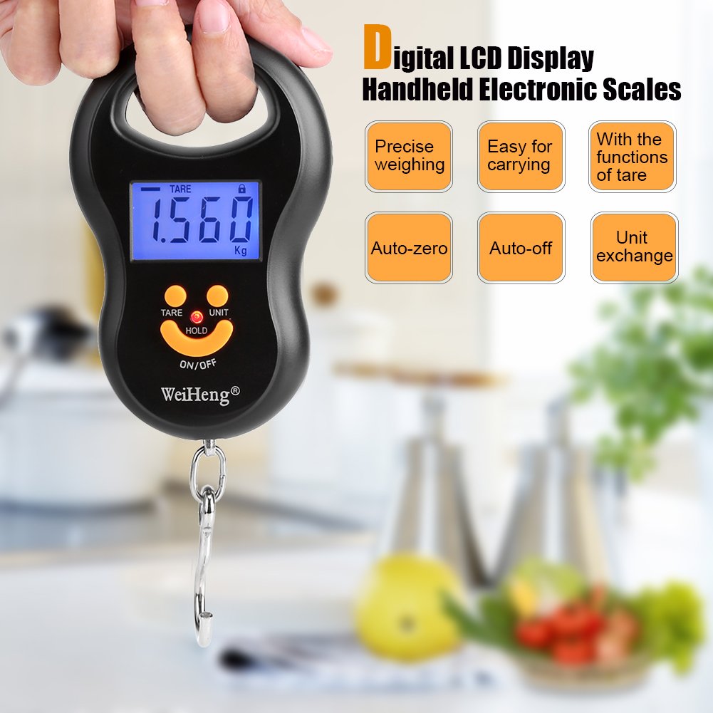 Waga bagażowa, 50 Kg/10G Lcd Cyfrowy Handheld Przenośny Żuraw Elektroniczny Waga Możliwość Powieszenia Hak Do Samolotu Podróży Bagaż Ważenie Domowe Zakupy Wędkarstwo