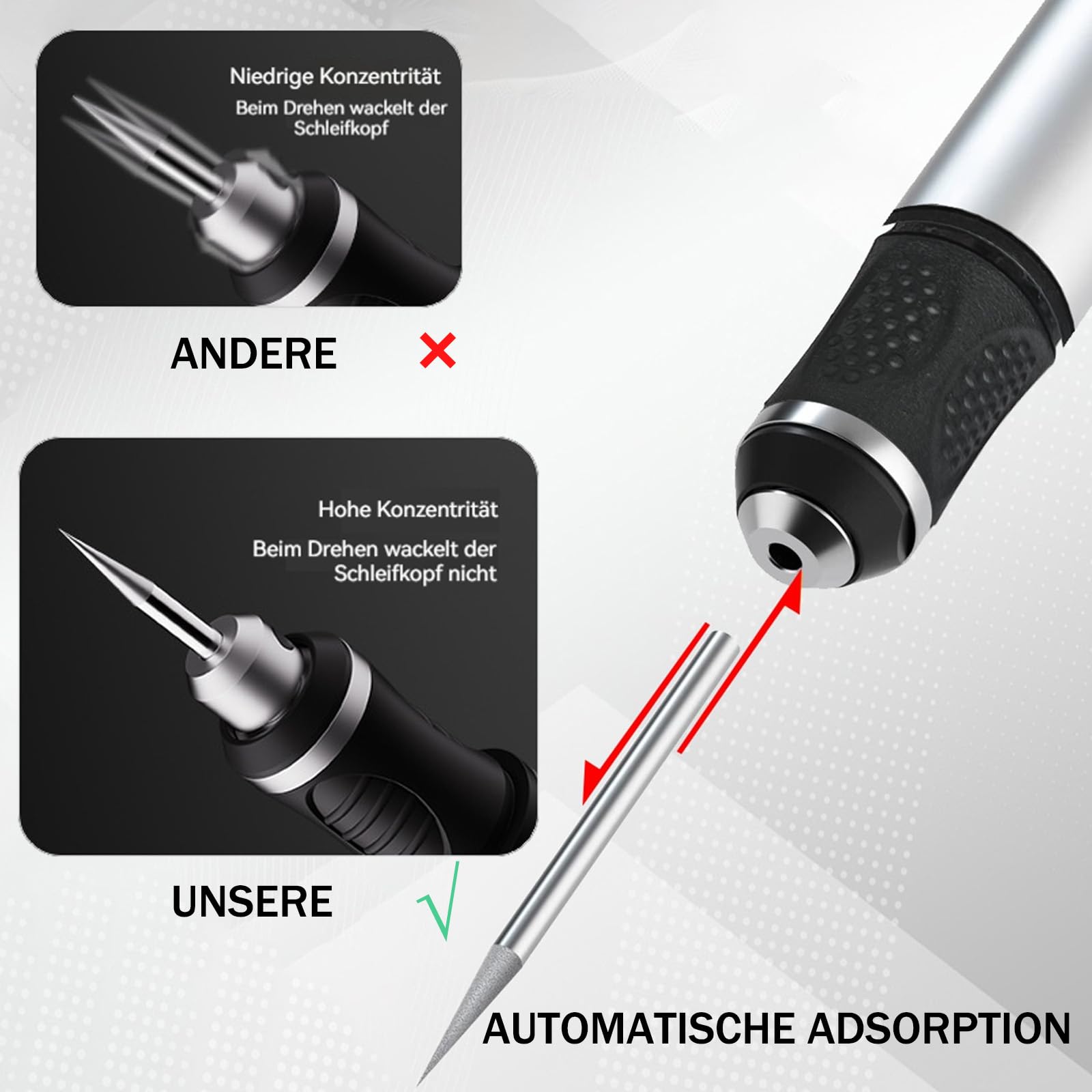 Gravierstift PRO, Inklusive 30 Bits und 16 Schablone, Kabelloser Tragbarer Gravierstift, Gravieren Sie über 50 Oberflächen, Engraving Pen, Anfängerfreundlich, Wiederaufladbar (GREEN)