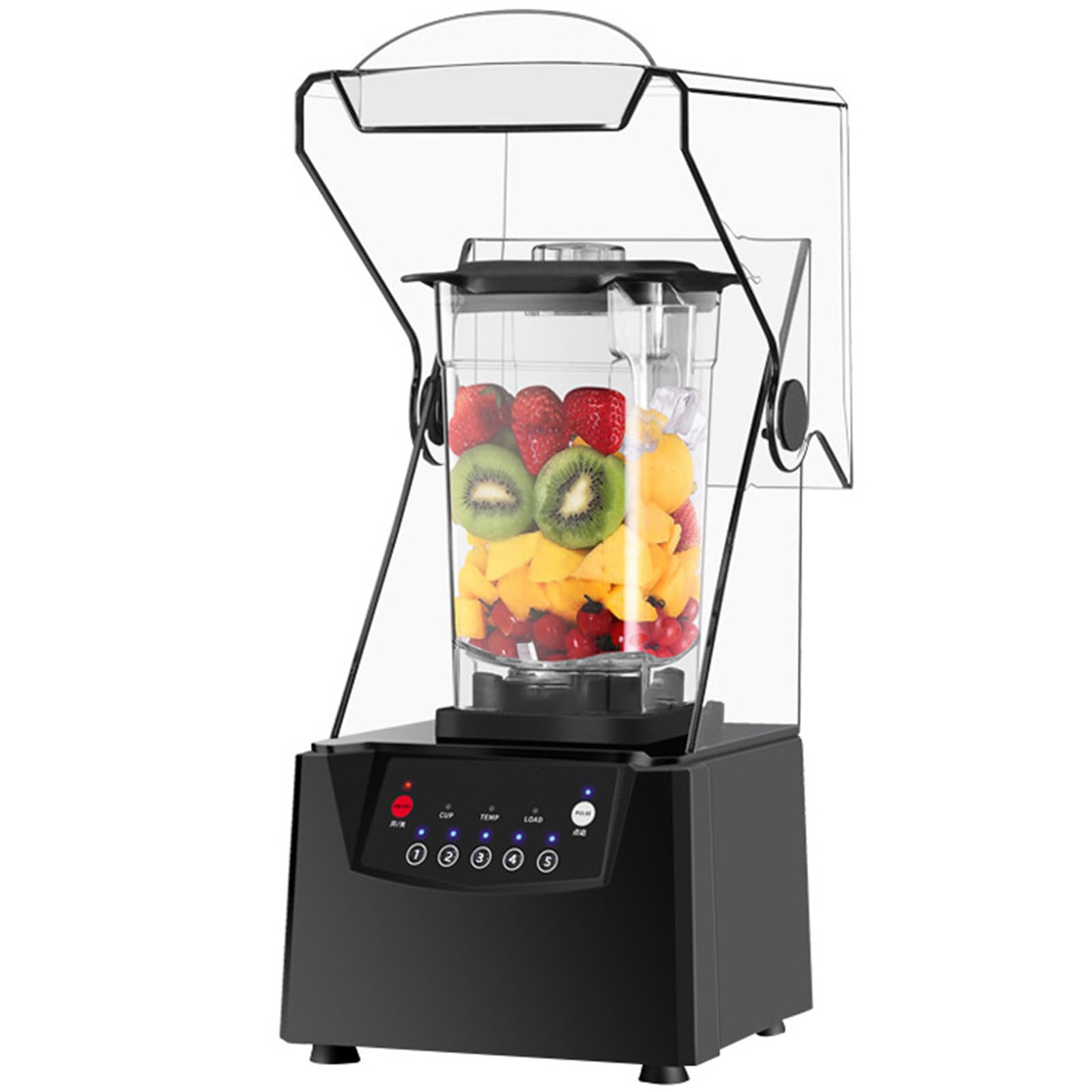 pealiritansemen Commercial Smoothie Blender 2200W, 17,000 RPM Fast-Blending Smoothie Maker with Sound-Dampening Cover, 1.8L Jug, 5 Preset Programmes and Pulse for Cafés, Juice Bars, Home