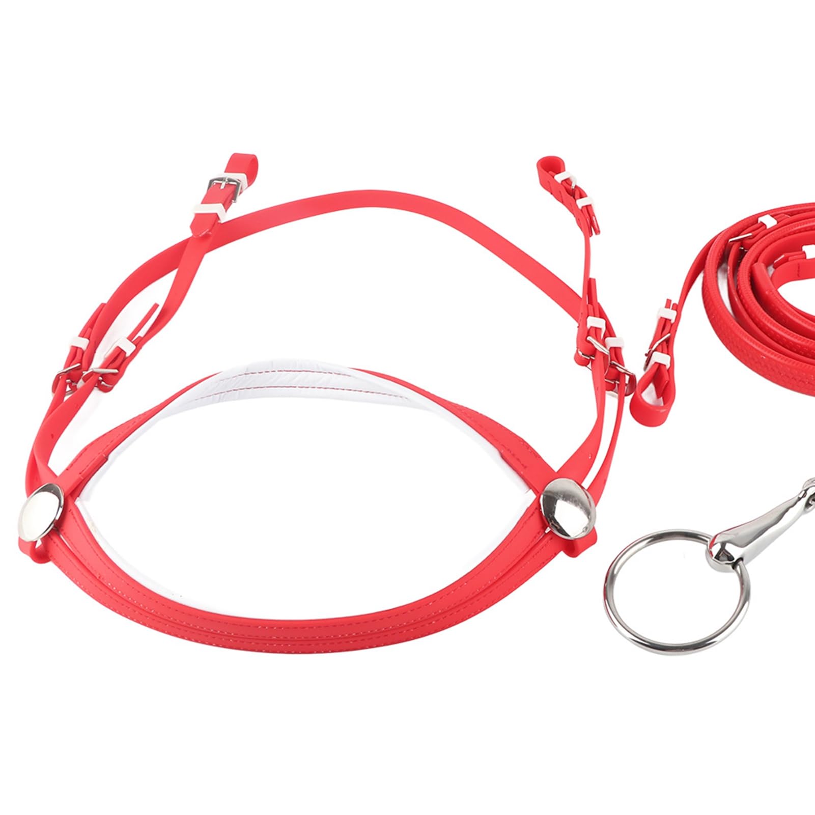 Briglia per Cavallo, Cavezza per Cavallo, Cavesson e Cinghia per cordolo attaccati, Briglia per Cavallo Regolabile in PVC Supporti per redini per la Testa Filetto Cavo Rimovibile
